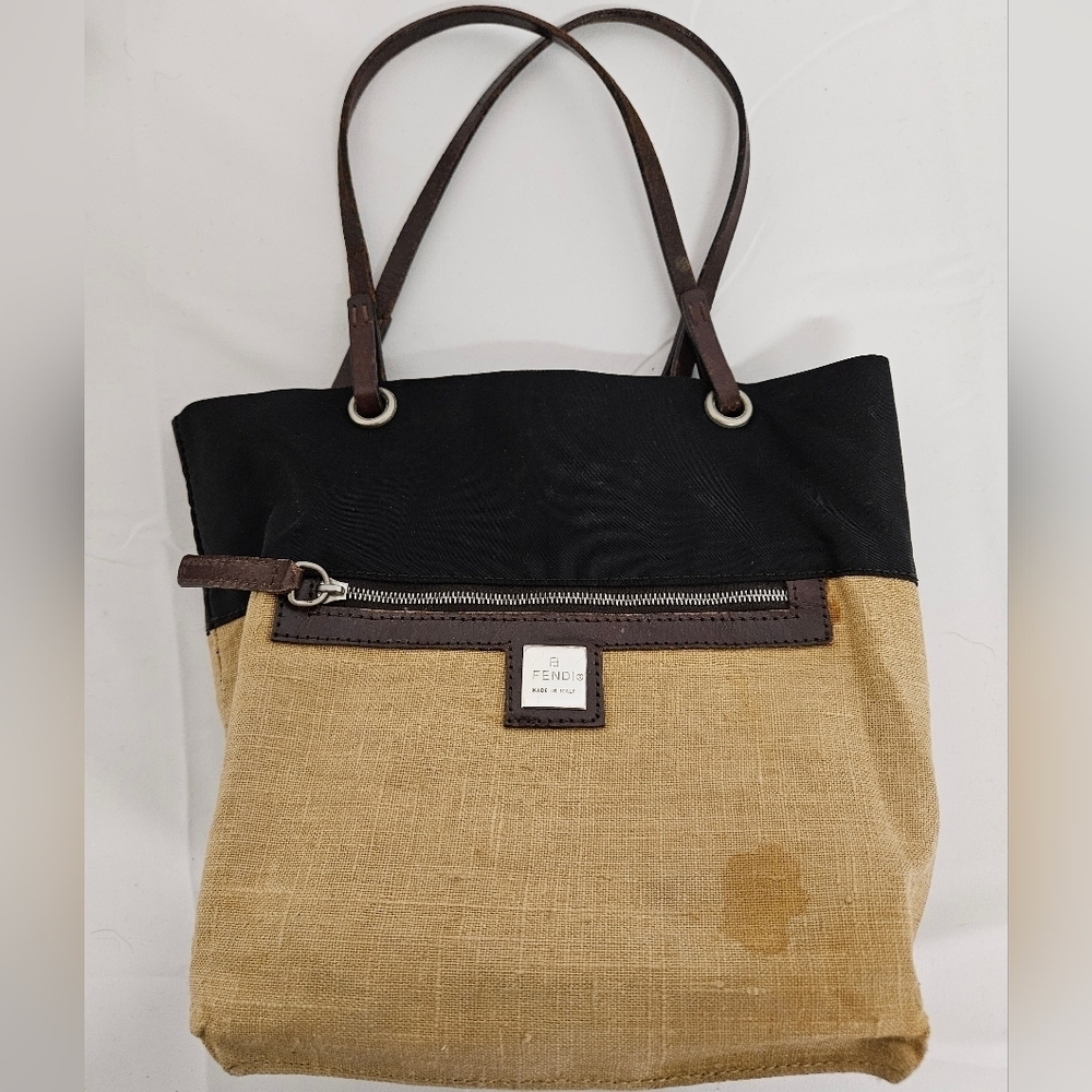 Fendi Vintage Zucca Tote Bag In Black Nylon And Leather Monogram - Picture 12 of 16